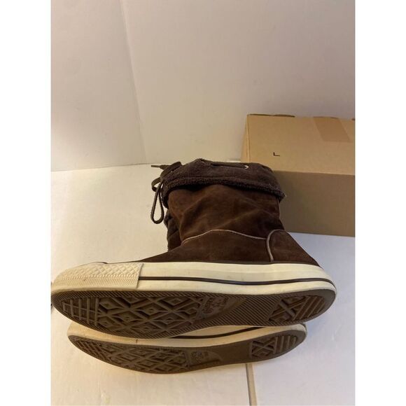 Converse Andover Fold over Hightop Boot brown Suede leather size 9 small hole - Picture 4 of 7